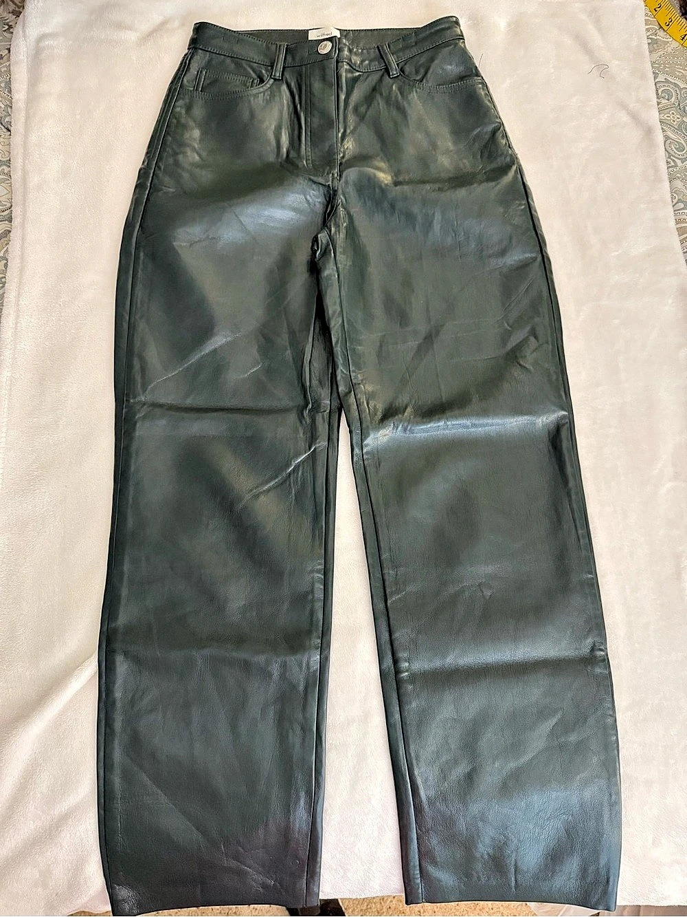 Wilfred The Melina Pant Faux Leather Straight-Leg Pants Green Size 2 Like New